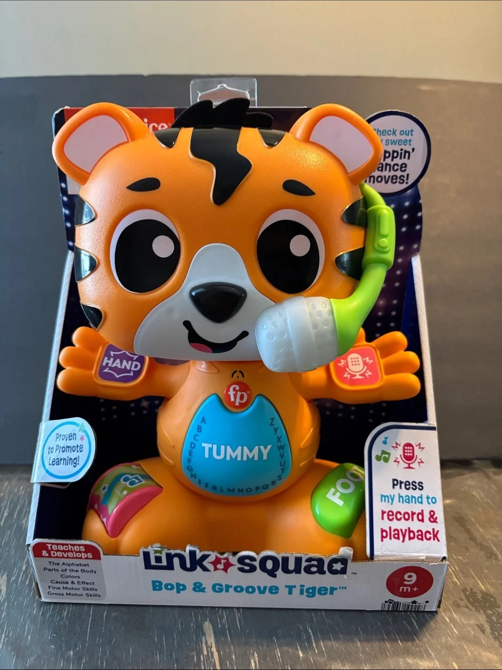Fisher-Price Linkimals Bop & Groove Tiger Toy - Orange with Green Microphone